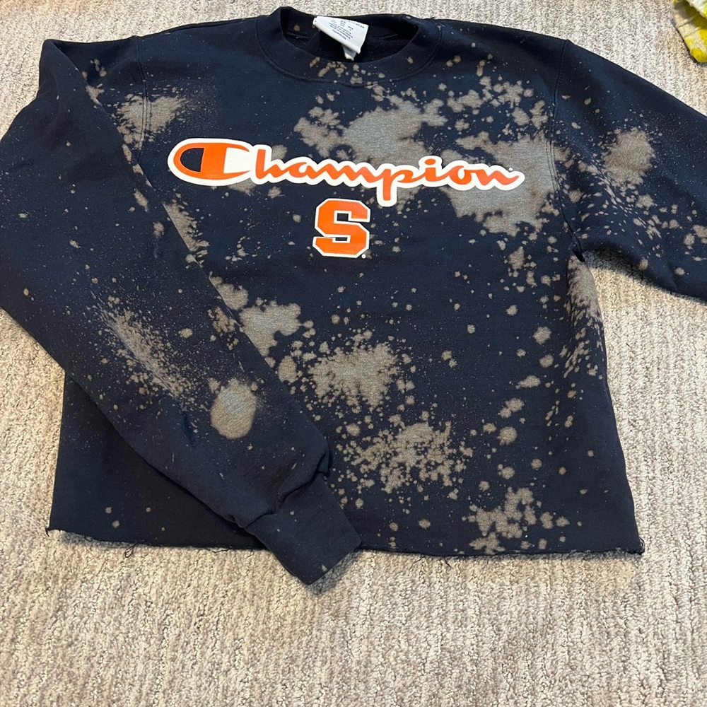 ❤️ 2/$25 Syracuse Champion crew neck sweatshirt splattered look size xs